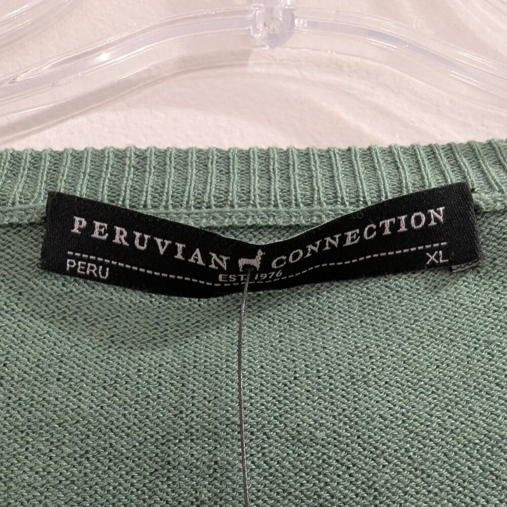 PERUVIAN CONNECTION Nwt Nikki Tie Waist Cardigan XL Green Thyme Pima Cotton - Picture 6 of 10